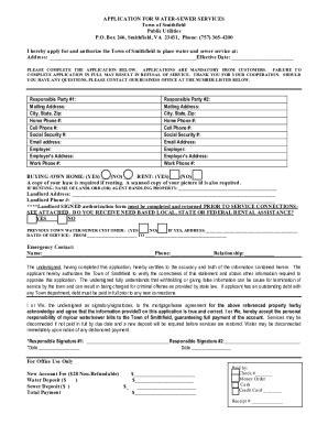 Fillable Online Application For Water Sewer Services Fax Email Print