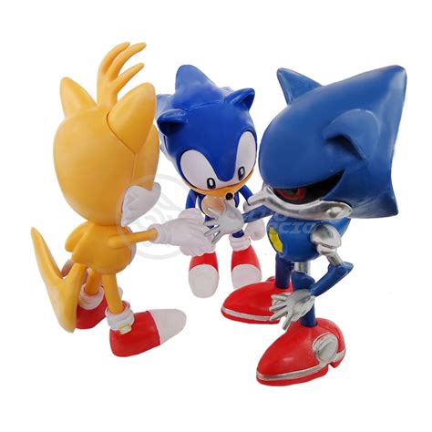 Kit Conjunto Binquedo 3 Bonecos Metal Tails Sonic Coleção The