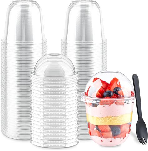 Amazon Zezzxu 50 Pack 12 Oz Clear Plastic Dessert Cups With Dome