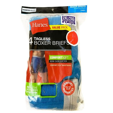 Hanes Hanes Mens Tagless Boxer Briefs 4 Pack Size 2xl2xg