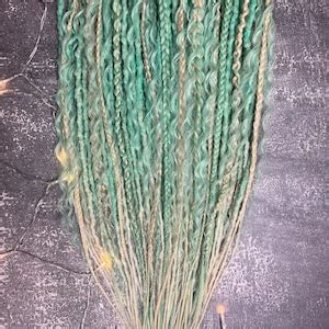 Synthetic Dreads DE Double Ended Boho Cosplay Anime Set Bumpy Texture Light Green Blonde With