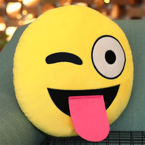 Emoji Winking Tongue Face Throw Pillow