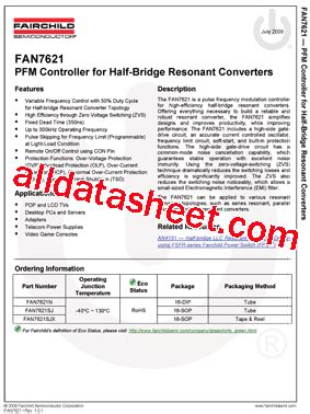 FAN7621 Datasheet(PDF) - Fairchild Semiconductor