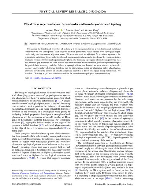 PDF Chiral Dirac Superconductors Second Order And Boundary