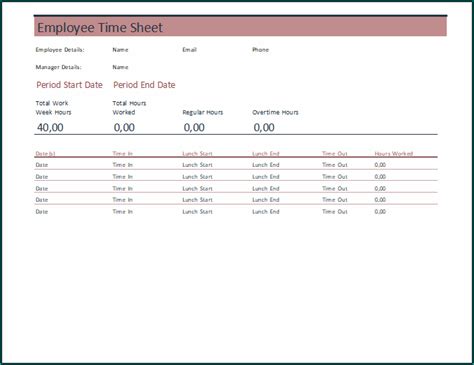 Multiple Employee Time Sheets Free Printable