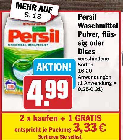 Persil Waschmittel Pulver Fl Ssig Oder Discs Angebot Bei Aez