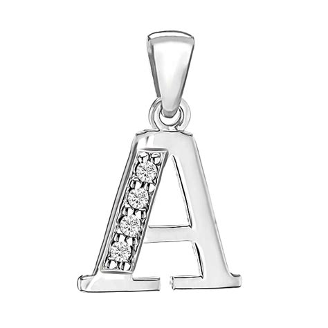 A Initial Pendant In Sterling Silver Rhodium Plated Cubic Zirconia 10