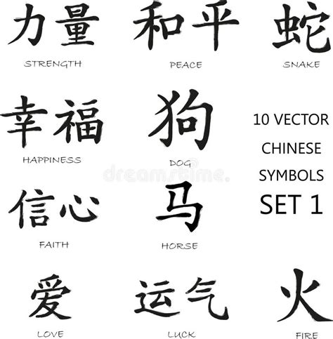 Classic Chinese Ink Painted Symbols Set 1. Stock Vector - Illustration ...