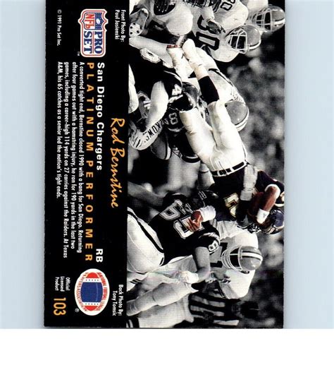 Rod Bernstine Chargers Pro Set Football Trading Card Ebay