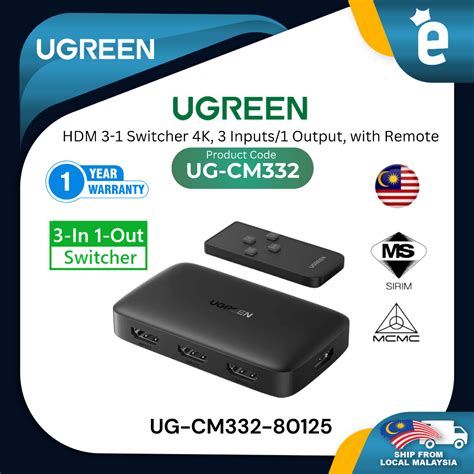 Ugreen Cm Hdm Hd Switcher In Output With Remote Support K Hz