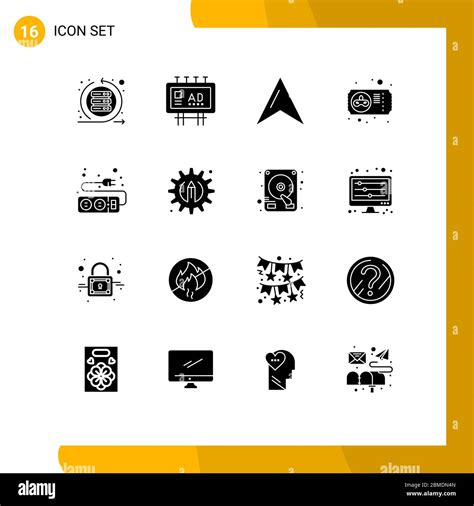 16 Glyphs sólidos vectoriales temáticos y símbolos editables de