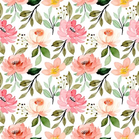 Premium Vector Pink Green Floral Watercolor Seamless Pattern