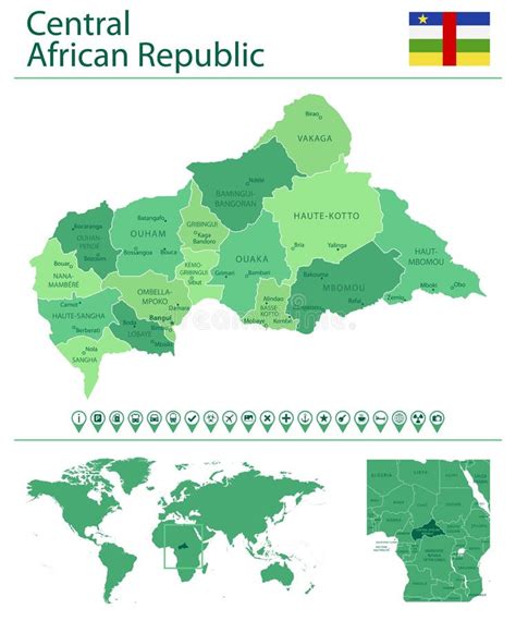 Mapa Detallado Y Bandera De La República Centroafricana República