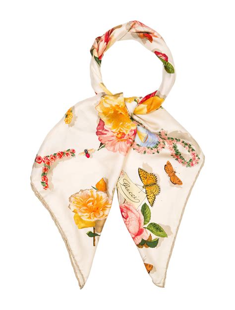 Gucci Floral Print Silk Scarf Accessories Guc174896 The Realreal