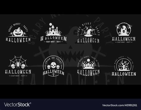 Set Of Halloween Logo Vintage Template Icon Vector Image