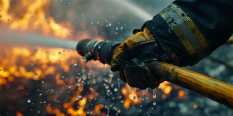 Premium Photo Closeup Of A Fireman With A Fire Hose Putting Out A Fire