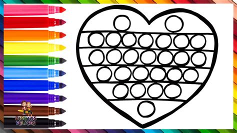 Dibuja Y Colorea Un Arcoiris Pop It Corazón ️🌈 Dibujos Para Niños Youtube