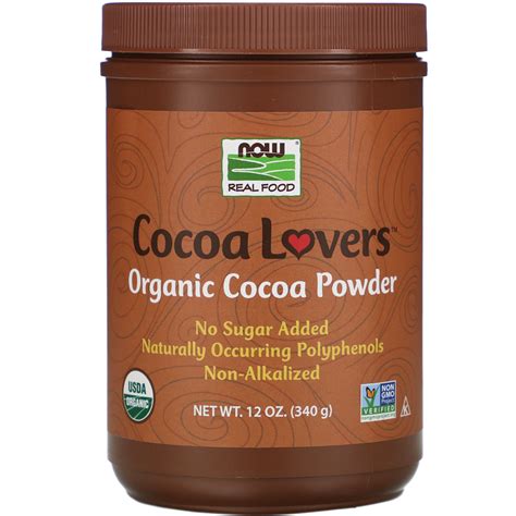 Now Foods Real Food Cocoa Lovers Organic Cocoa Powder Oz G