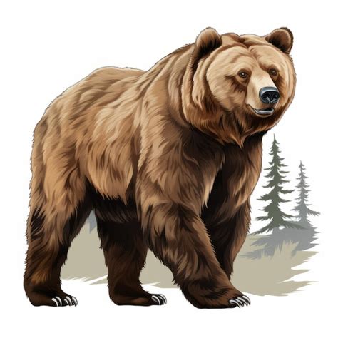 Premium Photo | Realistic Brown Bear Illustration In Forest Setting