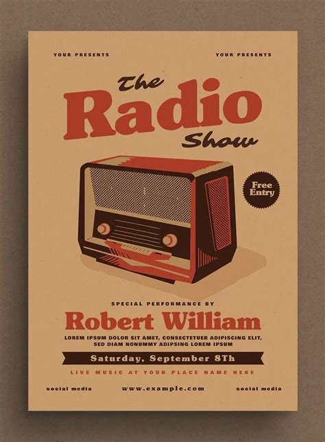 Vintage Radio Event Flyer Layout Retro Graphic Design Flyer Layout