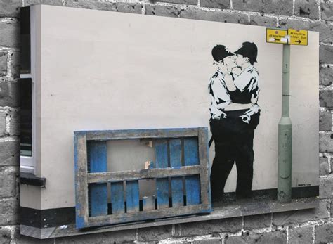 Banksy Copper Policemen Kissing Urban Canvas Art Print Roll Canvas