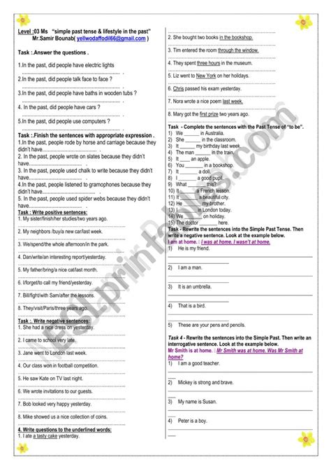 Simple Past Tense Esl Worksheet By Sb Trainer