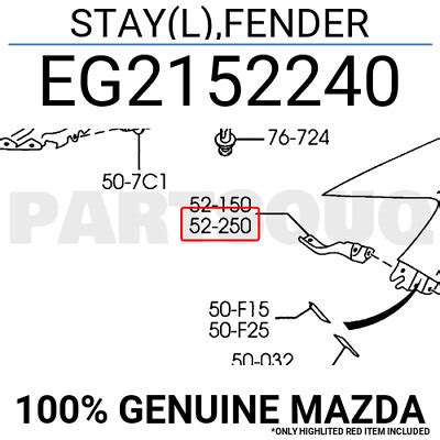 EG2152240 Genuine Mazda STAY L FENDER EG21 52 240 EBay