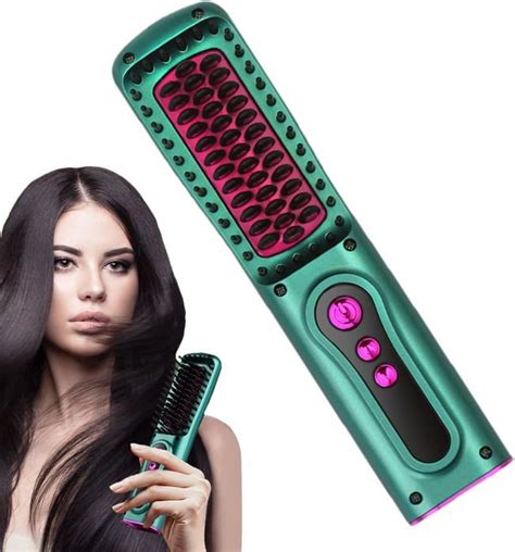 Vert Lisseur Cheveux Rechargeable Peigne Chaud Lectrique Portable