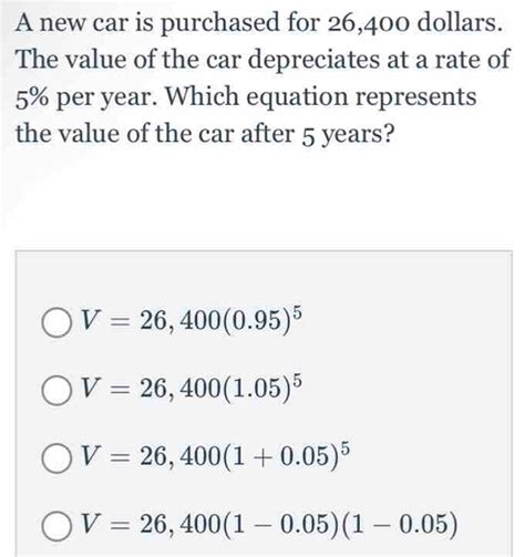 Solved A New Car Is Purchased For Dollars The Value Algebra