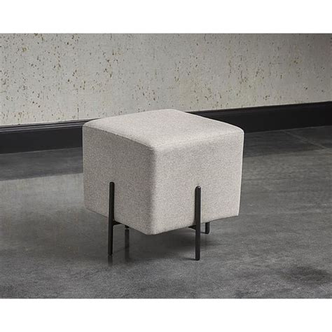 Sunpan Heston Mid Century Fabric Ottoman In Black Gray