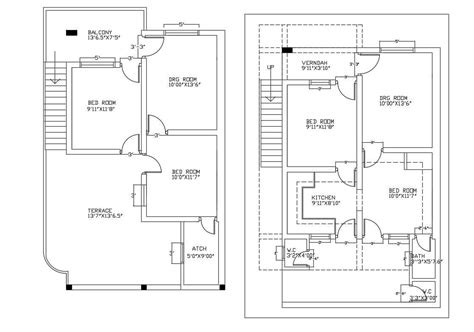 Architecture Bungalow Layout Plan With Elevation Design Dwg File