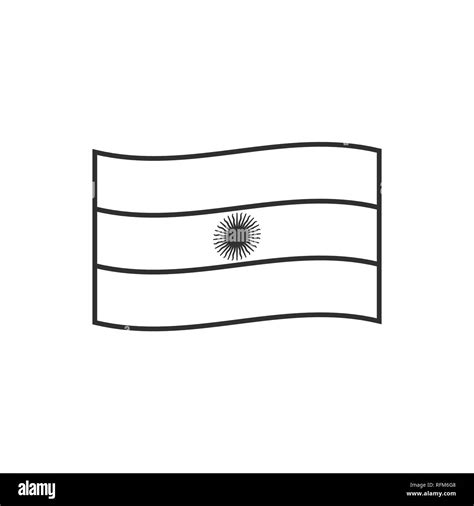 Argentina flag icon in black outline flat design. Independence day or ...