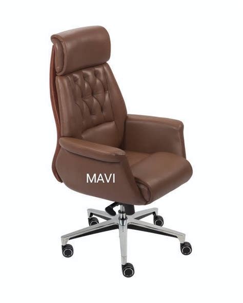 Leatherette High Back Director Chair Fixed Arm Brown At In