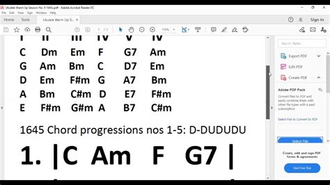 Ukulele Warm Up No 9 1645 Chord Sequences Youtube