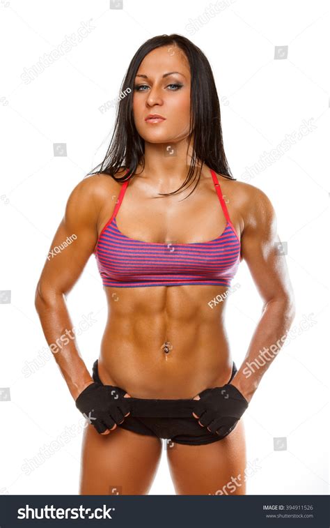 Sexy Brunette Fitness Woman Isolated On Stock Photo 394911526 Shutterstock