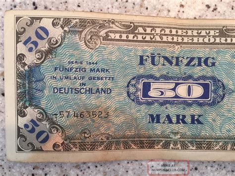 Germany Wwii Allied Military Currency Amc 50 Mark Note 1944