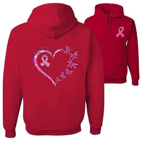 Heart Pink Ribbon Dragon Fly Breast Cancer Awareness Front And Back