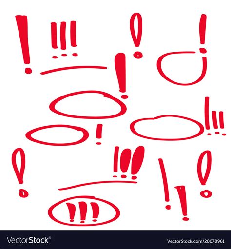 Set Hand Drawn Exclamation Mark Royalty Free Vector Image