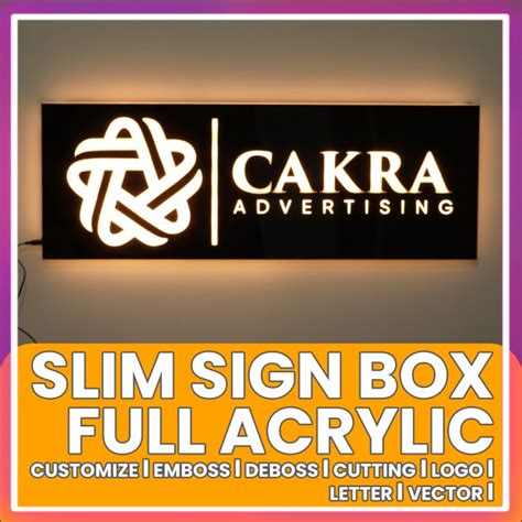 Jual Slim Sign Box Ukuran 50x60cm Dekorasi Dinding Nyala LED Custom