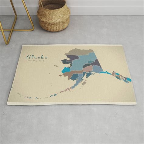 Modern Map Alaska County Map Coloured States Usa Illustration Rug By Ingo Menhard Society6