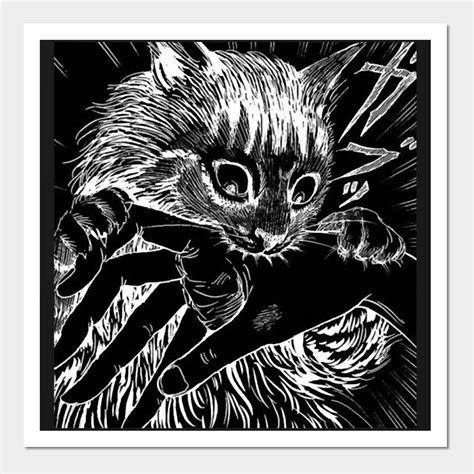 Cat Junji Ito Bite Wall And Art Print Cat Junji Ito Bite