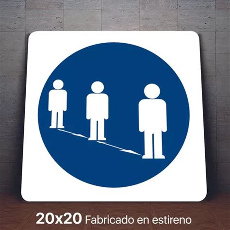 Señalamiento Sana Distancia Icono Letrero 20x20 Meses Sin Intereses