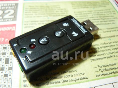 Внешняя USB звуковая карта с выходом на наушники, входом микрофона ...