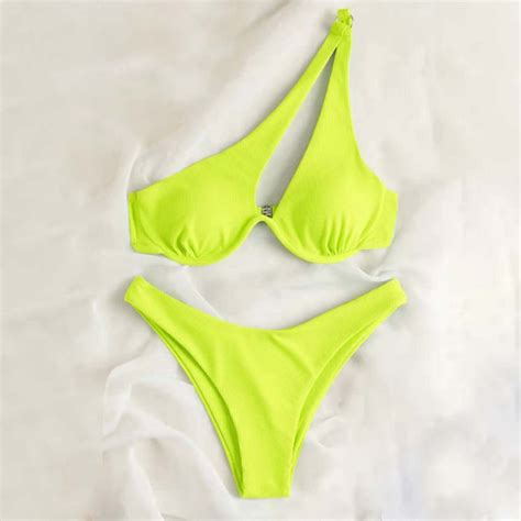 KeFaWanJu Bathing Suit For Women 2 Piece Bikini Triangle Bathing Suit Solid Color Bikini Summer