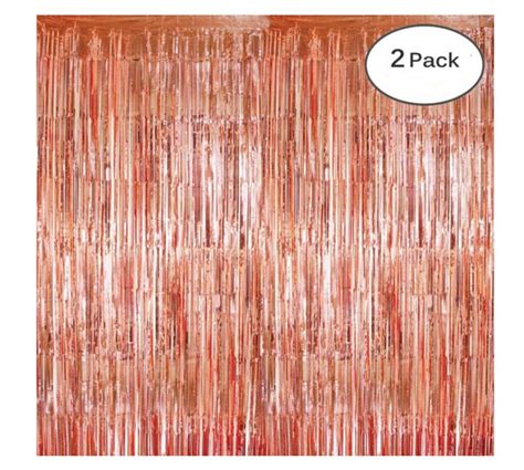 2 Rose Gold Fringe Curtain Metallic Tinsel Foil Fringe Etsy