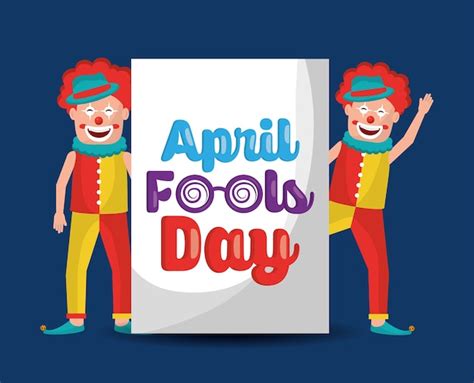 Premium Vector Pair Clowns Cheerful Happy Comic April Fools Day