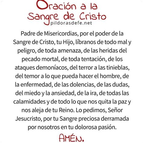 Oración a la Preciosísima Sangre de Cristo Fortaleza y Bendiciones