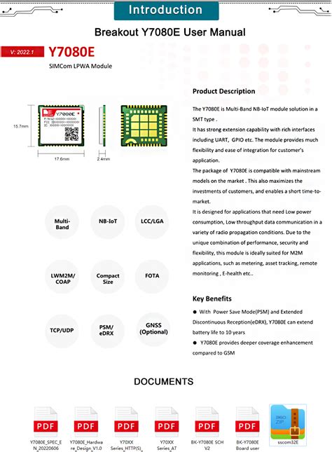 새로운 Y7080e4g3g2g Iot Nb Iot 모듈 Y7080e 브레이크아웃 키트 Andtech