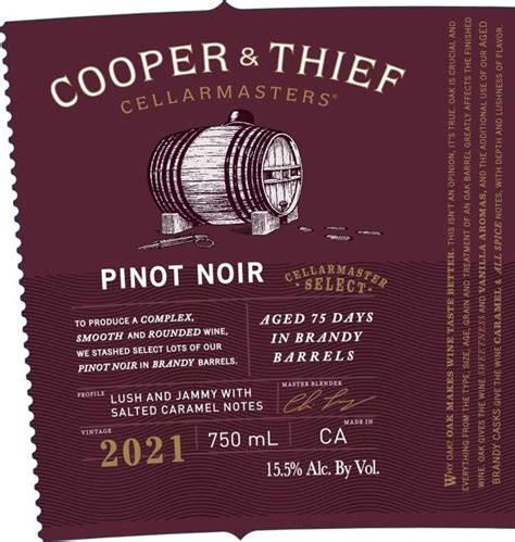 Cooper And Thief Brandy Barrel Aged Pinot Noir 2021