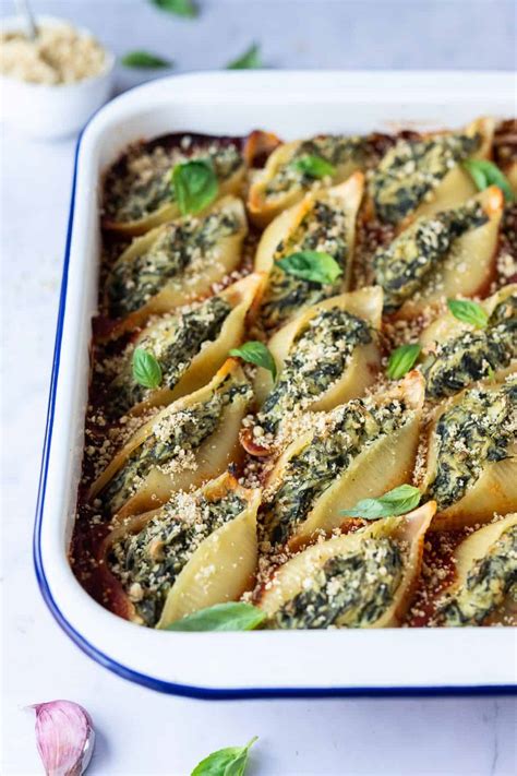 Vegan Spinach And Ricotta Stuffed Pasta Shells Domestic Gothess